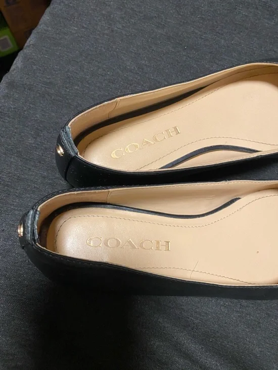 COACH Black Leather Round-Toe Ballet Flats - Picture 5 of 7